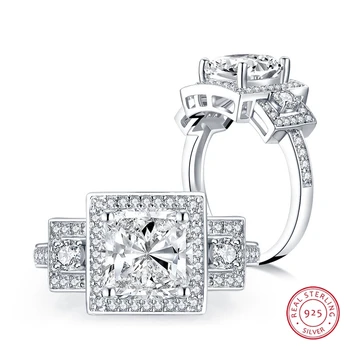 8*8 mm Vankúš Rez Lab vytvorili Diamantový Prsteň svadobné návrh značky svieti jemné šperky 925 sterling silver band