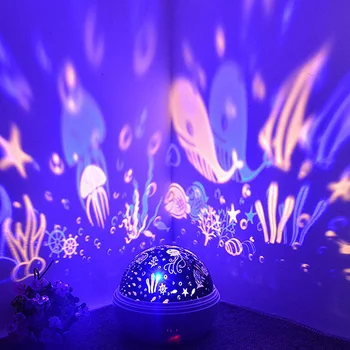 8 Farieb Rotujúce Hviezdy Projektor Nočné Svetlo Luminaria Tichom Lampa Dieťa V Noci Spí Škôlky Lampa Pre Baby Detský Vianočný Darček