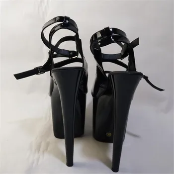 8 palcov, sexy show, strip club s vysokými podpätkami, čierna farba sandále s 20 cm podpätky