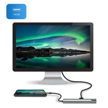 8 V 1 4K Viacportová Typ C Pre USB-C kompatibilný s HDMI Adaptér, Kábel USB 3.0 Hub Pre Macbook Aux Porty Adaptér rýchla Rýchlosť