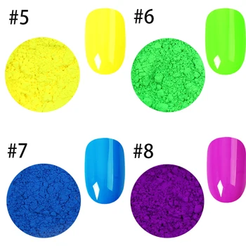 8PCS Neon Fosfor Prášok Nastavenie Svetelného na Nechty, Glitter Prášok Pigment Fluorescenčné Prášok Neon Nail art práškové pigmenty pre akryl 27293
