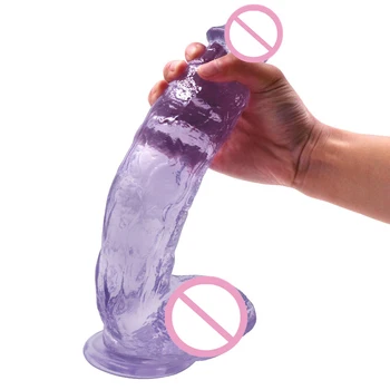 9.4 cm dlhé jelly sklenené dildo Super Obrovský Big Dildo S Prísavkou Realistické dildo, lesbický sex, hrubý penis Sexuálne Hračky pre Ženy 51012