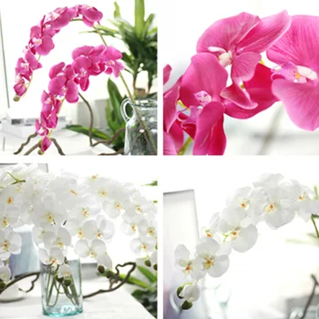 9 Hlavu Umelé Phaleanopsis Bonsai Plastové Kvety Pre Domov, Záhradu Svadbu