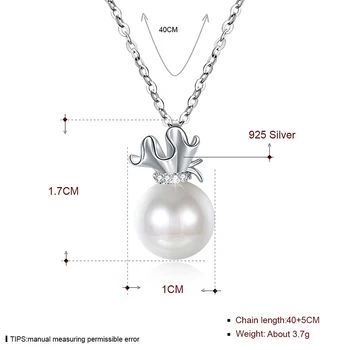 925 Sterling Silver Farba Zirkón Diamond Pearl Náhrdelníky pre Ženy Vody Vlna Reťazca kvety Kolo Prívesok Geometrické Šperky