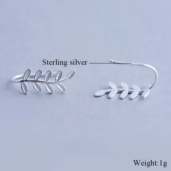 925 Sterling Silver Pekné Listy Tvar Strieborné Náušnice Pre Ženy Náušnice Mincový striebro-šperky Brincos
