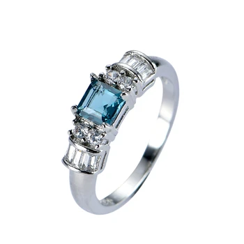 925 Sterling Silver Ring Pre Ženy, Mužov, Blue Crystal snubný Prsteň Modrá CZ Prst Prsteň