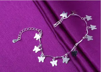 925 Sterling Silver Star Srdce Kúzlo Náramky &Náramok Pre Ženy, Svadobné Šperky Bijoux Darčeky A185