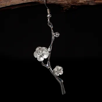 925 Sterling Silver Šperky Pre Ženy Pôvodné Slivkové Kvety Náušnice Kvapka Výročie Darčeky Zabrániť Alergikov Jemné Šperky YE25