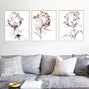 Abstrakt Siluetu Kvet, Listy Múr Umenia Plagátu A Tlač Plátno Na Maľovanie Nordic Pre Obývacia Izba Domova Bez Rámu
