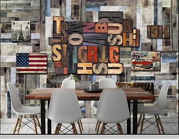 Abstraktných de parede Retro póry dreva plank, stereo 3d písmená tapetu,obývacia izba tv steny, spálne, bar pivo dom KTV nástenná maľba