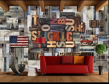 Abstraktných de parede Retro póry dreva plank, stereo 3d písmená tapetu,obývacia izba tv steny, spálne, bar pivo dom KTV nástenná maľba