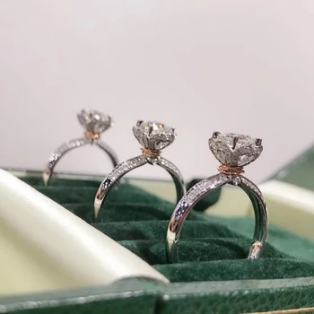 AEAW Prírodné Skutočný Diamant svadobné & Zásnubný Prsteň Luxusné 0.5 ct 5mm 18K Biele Zlato Kvet Diamantový Prsteň pre Ženy