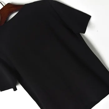 AELESEEN dámske Letné T-Shirts 2020 Nové Bavlna Black White Tee Lištovanie Cherry Výšivky Melón Bežné T-Shirt