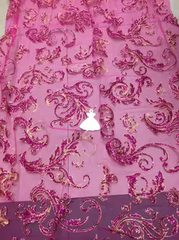 Africké Tylu Čipky Textílie Y84 Nový príchod guipure čipky textílie s lesk Fushia ružové zlato Najnovšie Afriky francúzskej Čipky Textílie