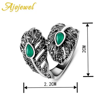 Ajojewel Značky Vintage Dámske Šperky Leaf Zelené Prstene Pre Ženy (Veľkosť 6.7.8.9 )