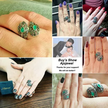 Ajojewel Značky Vintage Dámske Šperky Leaf Zelené Prstene Pre Ženy (Veľkosť 6.7.8.9 )