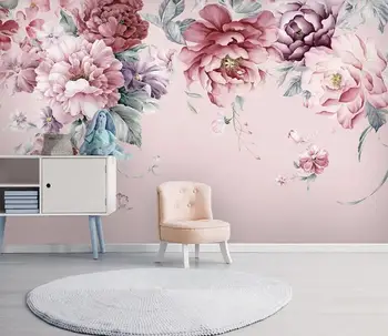 Akvarel Kvetinové Tapety na Stenu Papier pre Spálne, Gauč TV Dekor Kontakt Papier Nástenné Maľby Luxusné Domova Nástenné Plátno 32793