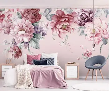 Akvarel Kvetinové Tapety na Stenu Papier pre Spálne, Gauč TV Dekor Kontakt Papier Nástenné Maľby Luxusné Domova Nástenné Plátno
