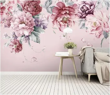 Akvarel Kvetinové Tapety na Stenu Papier pre Spálne, Gauč TV Dekor Kontakt Papier Nástenné Maľby Luxusné Domova Nástenné Plátno