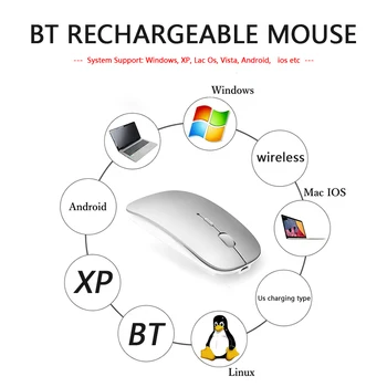 ALLOYSEED USB Nabíjateľné Bezdrôtová Myš 1600 DPI Počítač Silent Mouse Home Office Stlmiť Myši Na Plochu, Notebook PC