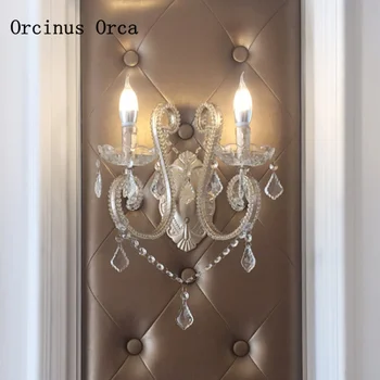 Americké luxusné sviečka crystal nástenné svietidlo obývacia izba, chodba, nočné lampy Európsky kreatívny LED nástenné svietidlo crystal 1656
