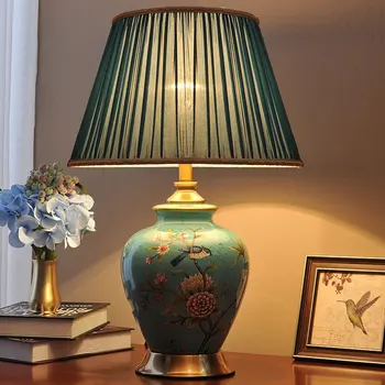 Americký Jednoduché Teplé Svetlo Útulná Čínska Keramická stolná Lampa pre Spálne, Nočné Lampy, Obývacia Izba Svadobné Izba Domáce Dekorácie