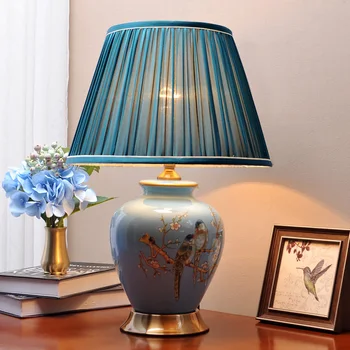 Americký Jednoduché Teplé Svetlo Útulná Čínska Keramická stolná Lampa pre Spálne, Nočné Lampy, Obývacia Izba Svadobné Izba Domáce Dekorácie
