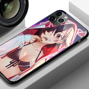 Anime dievča Sklo mäkké silikónové telefón puzdro pre iphone 6 6 7 8 Plus X XR XS max 11 PRO MAX