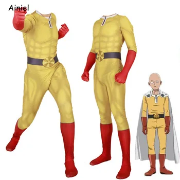 Anime Jeden Úder Muž, Cosplay Kostýmy Super Hrdina Saitama Cosplay Zentai Kombinézu Jumpsuit Oblek Halloween Kostýmy pre Deti Dospelých