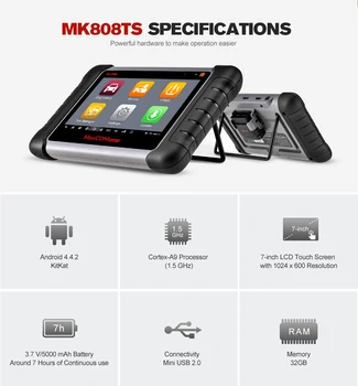 Autel MaxiCOM MK808TS Profesionálne OBD2 Bluetooth Auto Diagnostických Testov Nástroj OBD 2 Skener Programovací monitorovanie tlaku v pneumatikách, Senzor PK MK808 MK808BT