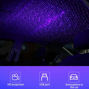Auto Strechy Premietacie Galaxy Svetlo USB Prenosné Star Nočné Svetlo Nastaviteľné LED Galaxy Atmosféru Svetlo Interiéru Stropné Projektor