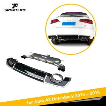 Auto-Styling PP + Nerezová Oceľ Zadný Difúzor S Exhauat Tip pre Audi A3 Hatchback 2013 - 2016