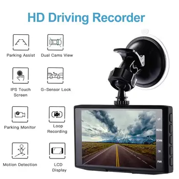 Automobilové DVR HD 4 Palcový Mikrofón+G-sensor+zadná Kamera+Nočné Videnie Fill Light+vstavané 64M DDR+Slučky Nahrávanie+Detekcia Pohybu