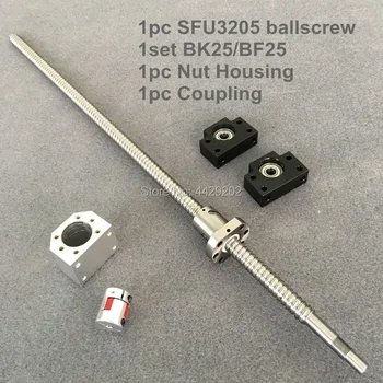 Ballscrew nastaviť SFU / RM 3205 1100 1200 1500 mm s end obrábané+ 3205 Ballnut + BK/BF25 Koniec podpory + cnc časti