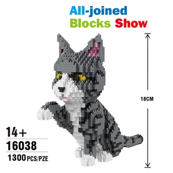 Balody 16038 šedá pet mačka zviera 3D model DIY mini diamond stavebným montáž detských hračiek darček