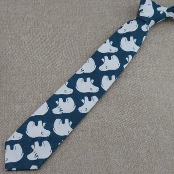 Bavlnená posteľná bielizeň tlačené väzby mužov nový moderný polárne medvede jednotlivé produkty pre voľný čas 7 cm modrá vysokej kvality kravata