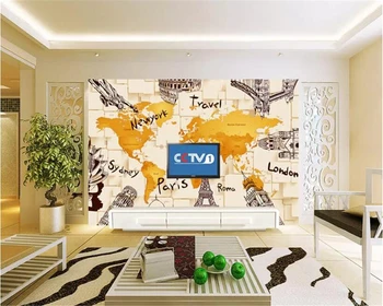 Beibehang papier peint nástenná maľba 3d, 3D budovy mapu dekoratívne nástenné pozadí, foto tapety, tapety na steny, 3 d Vinyl na stenu