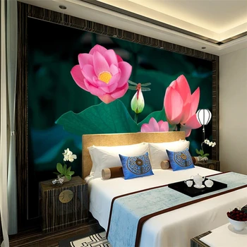 Beibehang Vlastné 3d tapeta Nová Čínska náladu lotus holandský Yun stenu papier hala obývacia izba gauč tv pozadie stenu decor 990