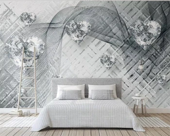 Beibehang Vlastnú tapetu 3d pevné linky transparentné tvare srdca diamond luxus, TV joj, steny, dekorácie 3d tapety
