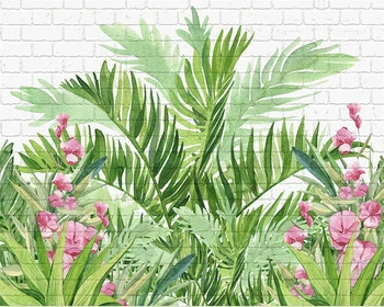 Beibehang Vlastnú tapetu ručne maľované akvarel kvety tropického dažďového pralesa tehlovej steny, TV joj, steny nástenná maľba 3d tapety 39718
