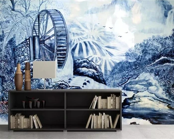 Beibehang Vlastnú tapetu Čínsky modré a biele porcelánové, ručne maľované vody košíka krajiny, TV joj, steny 3d tapety