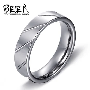 Beier Real MÓDE Hot Predaj 6 mm striebornej farby najvyššej kvality, Volfrám Krúžok Leštené Mužov je Svadobný prsteň W013 47460
