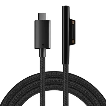 Besegad 1,5 m 15V Čierny Nylon Tkané USB Typ-C Napájanie Nabíjací Kábel Adaptéra pre Microsoft Surface Pro 6 5 4 3