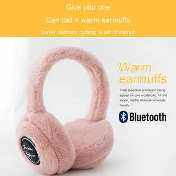 Bezdrôtová Bluetooth Slúchadlá Pre Ženy, Dievča, Darček Teplé Načechraný Earmuff Slúchadlá Pre Ženy Zimné Slúchadlá