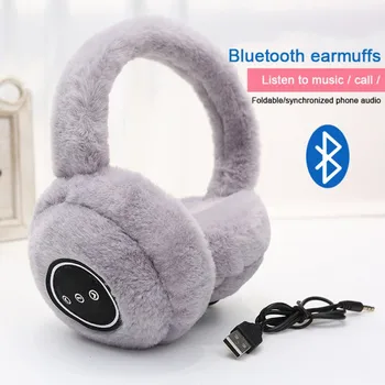 Bezdrôtová Bluetooth Slúchadlá Pre Ženy, Dievča, Darček Teplé Načechraný Earmuff Slúchadlá Pre Ženy Zimné Slúchadlá
