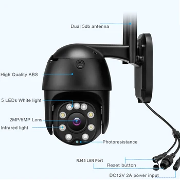 Bezdrôtový WiFi bezpečnostná kamera 1080P automatické sledovanie PTZ 1080P HD 5X vonkajší KAMEROVÝ monitorovací mobile alarm, talkback