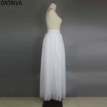 Bieleho Tylu Oka Skladaný Sukne 2021 Bežné Ženy Elastické Vysoký Pás Roztomilý Junior Dievčatá Módne Party Jupe Pevné Dlhé Sukne