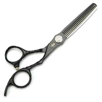 Black 6 palcový 440c Rezbárstvo rukoväť kadernícke nožnice na vlasy holič profesionálna vlasová nožnice nástroje sada