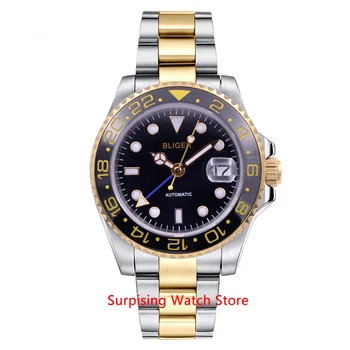 Bliger 40 mm Automatické Mechanické Pánske Hodinky, Luxusné Značky Sapphire Crystal GMT Hodiny Svetelný Nepremokavé Kalendár Náramkové hodinky Mužov