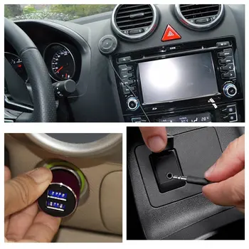 Bluetooth 4.0, Hands-Free Car kit s NFC Funkcia 3.5 mm AUX Prijímač Hudby Aux Odposluch 2.1 A USB Nabíjačka do Auta 21437